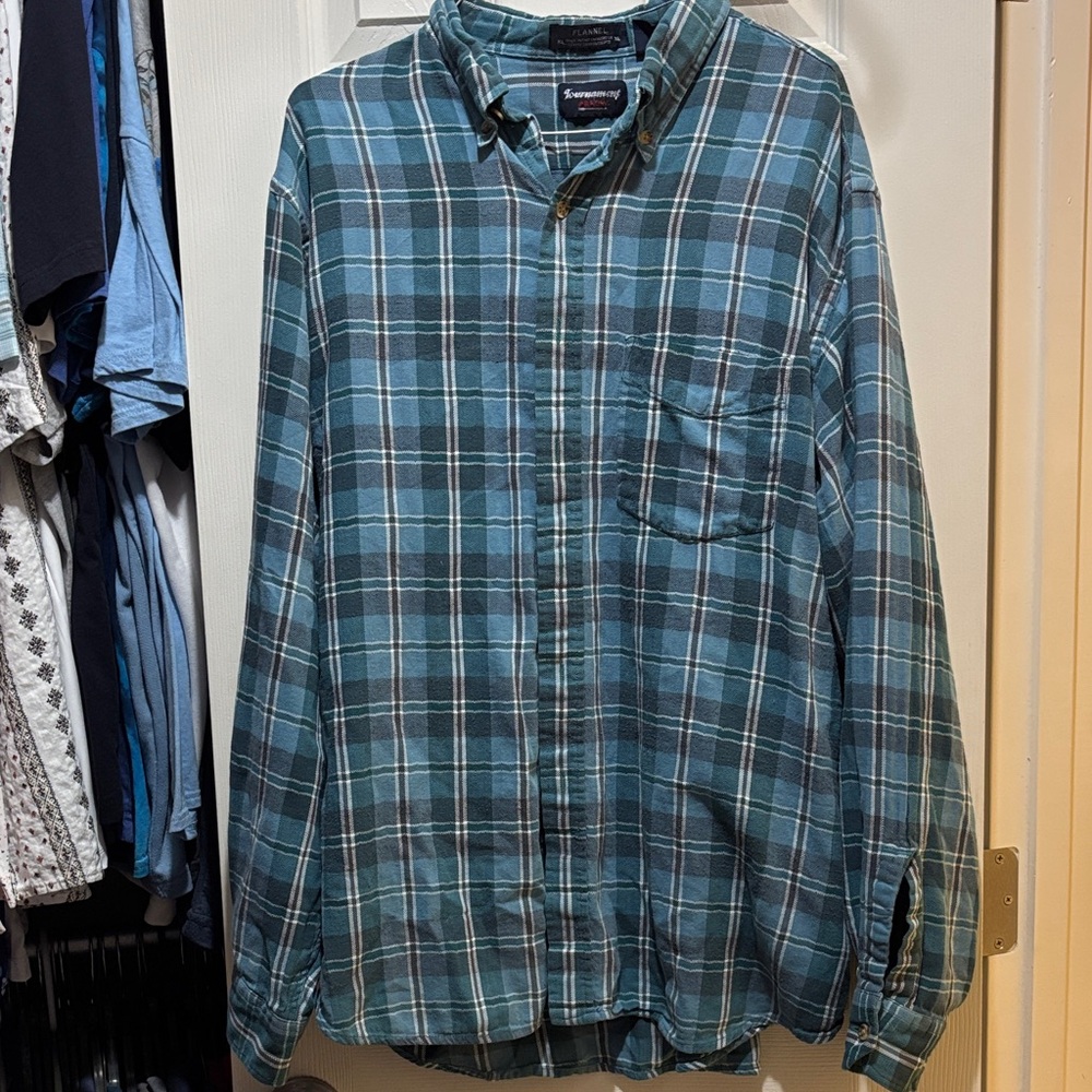 Blue and White Plaid Flannel